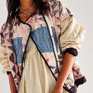 Free People Rudy Quilted Bomber jacket in Multi Combo